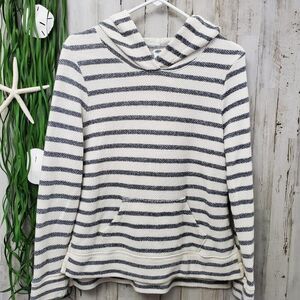 Old Navy Striped Hoodie Sweater Beige Black Size Small